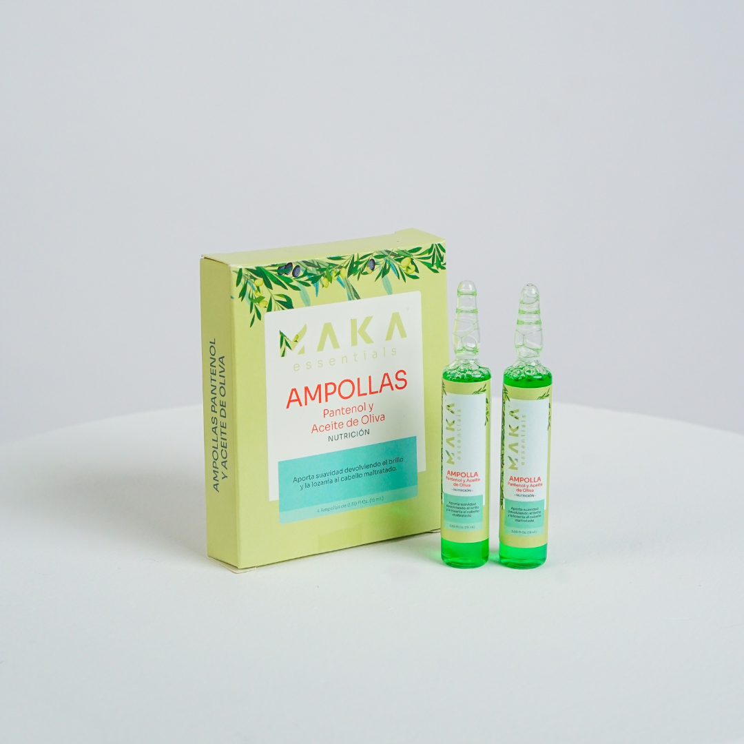 Ampolla de Pantenol y Aceite de Oliva, Nutrición. Caja de 4 unidades. – MAKA ESSENTIALS