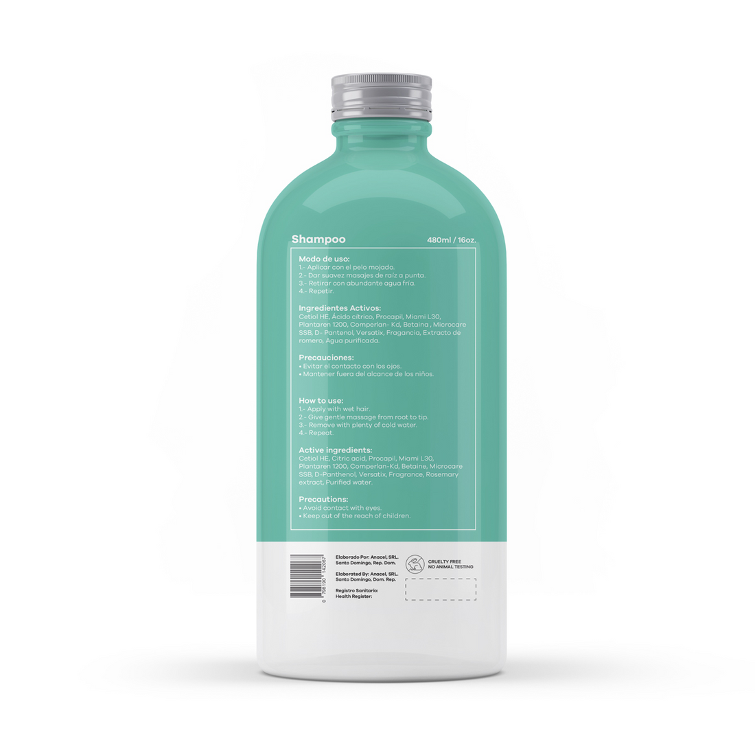 Shampoo Limpiador de Menta y Romero, 16 Oz.